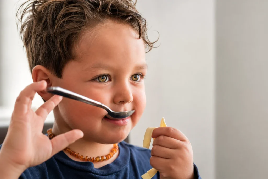 Oral Food Challenge Test Explained: What Happens During the Procedure? 2 Child eating food during allergy testing